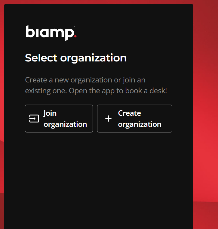 The Admin portal landing page with the Join and Create organization buttons.